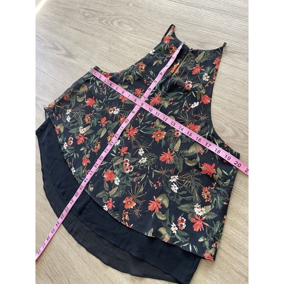 SANS SOUCI Women’s Black Floral Chiffon Halter Camisoles Layered Tank Top Size M - Picture 5 of 6